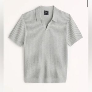 Mens Textured Stitch Sweater Polo